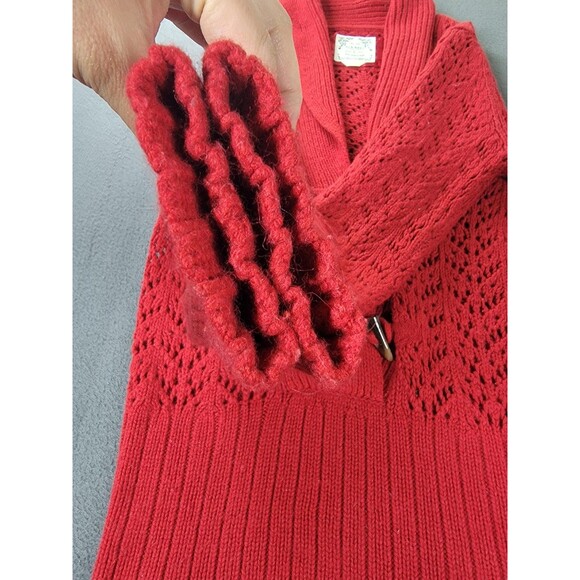 Old Navy Sweater Womens Large Red Toggle Shawl Collar Open Knit Wool Blend mall - Picture 4 of 10